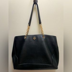 Tory Burch Black Shoulder Bag with Gold Accents